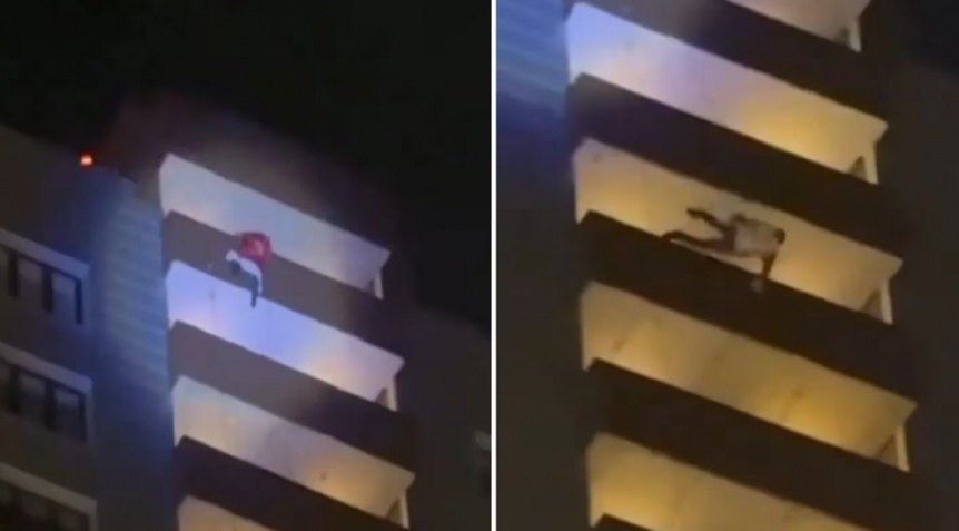 VIDEO | Un hombre disfrazado de Pap Noel muri tras caer del piso 25