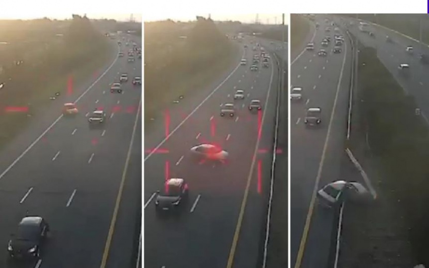 VIDEO | Un auto se cruz tres carriles en la Autopista La Plata - Buenos Aires