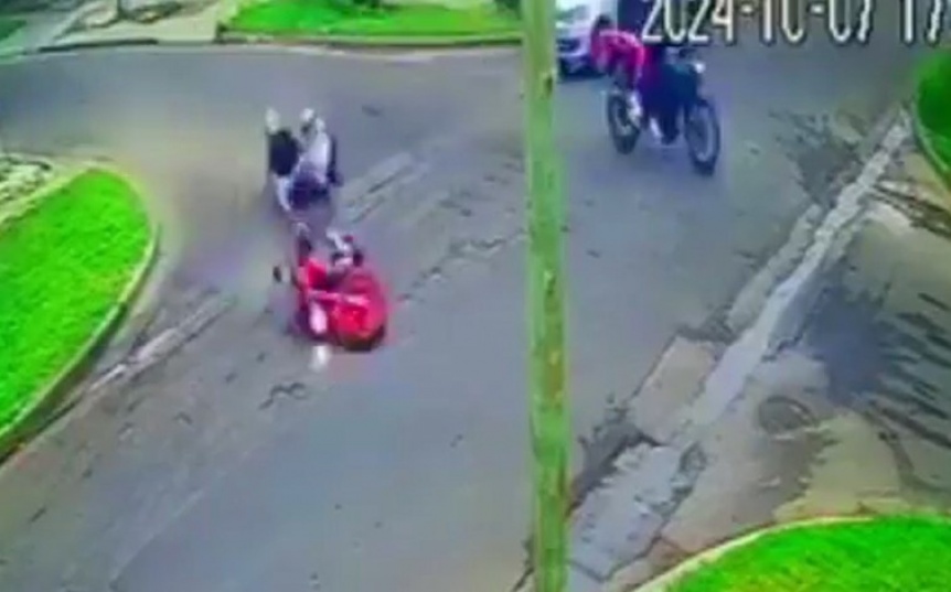 VIDEO | Morn: Motochorros provocan un accidente al querer robarle a una pareja