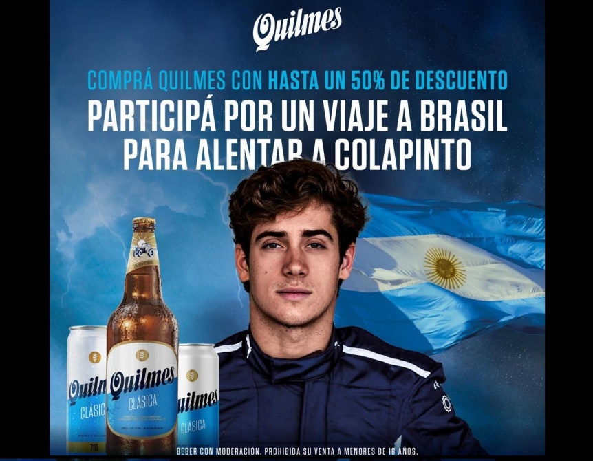 Quilmes invita a los consumidores al Gran Premio de San Pablo para alentar a Colapinto