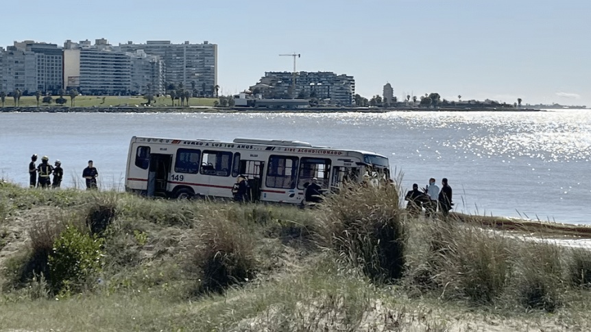 VIDEO | Un colectivo termin en la playa luego de que el chofer perdiera el control