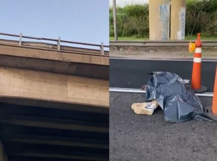 VIDEO | Un motoquero cay cinco metros desde un puente en la Panamericana y muri