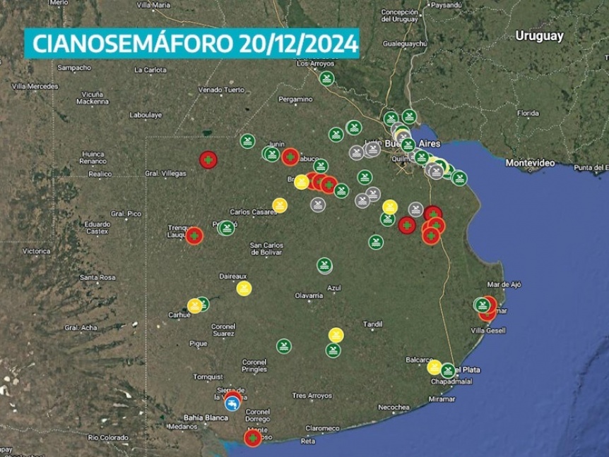 Hay 3 municipios con alerta roja por cianobacterias en la provincia de Buenos Aires