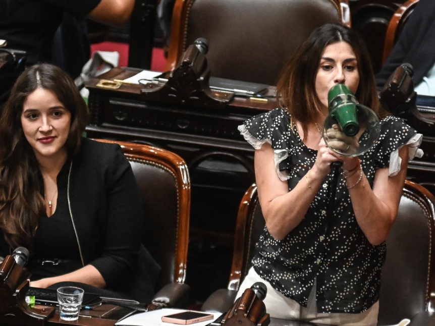 VIDEO | A los gritos con un megfono: Marcela Pagano arremeti contra Martn Menem en Diputados